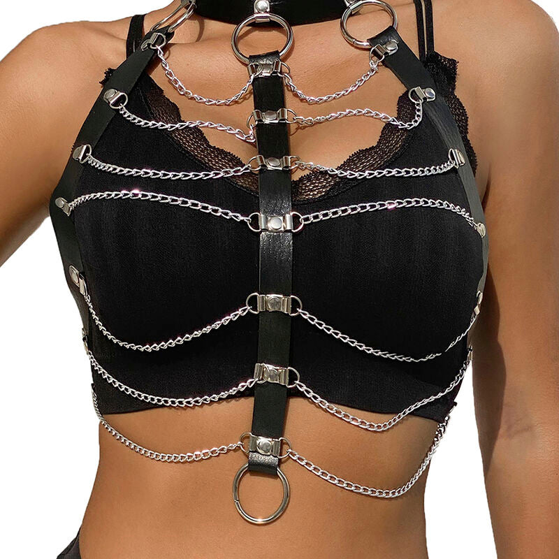 Subblime Cadenas de Cuero para Arnés de Pecho Negro Talla Única