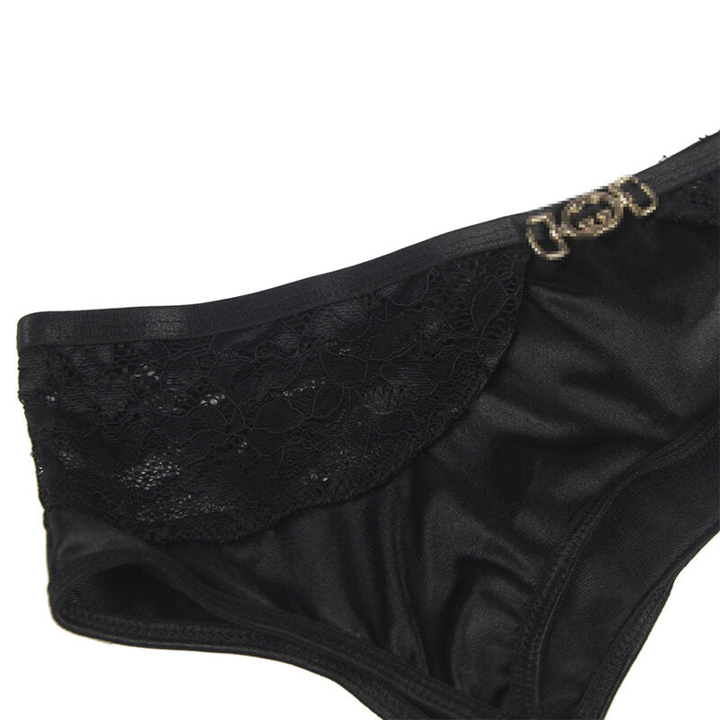 Subblime - Conjunto de 3 Peas Suti + Tanga + Liga de Renda Preto S/M