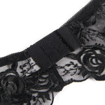 Subblime Conjunto de 3 Piezas Sujetador + Tanga + Liga Estampado Floral Negro L/xl