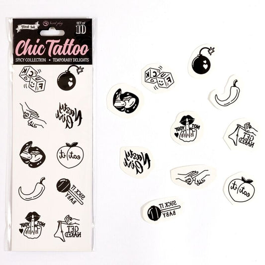 Secret Play - Conjunto de 10 Tatuagens Temporrias Da Coleo Picante