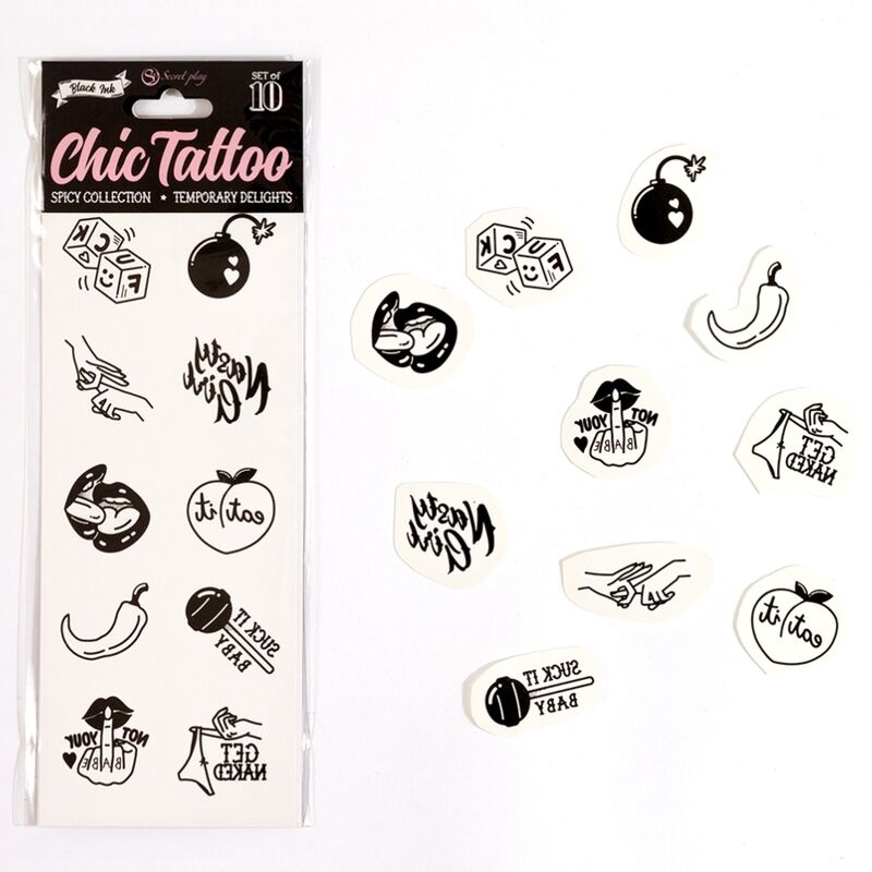 Secret Play - Conjunto de 10 Tatuagens Temporrias Da Coleo Picante