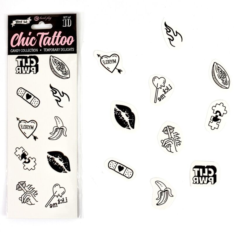 Secret Play - Conjunto de 10 Tatuagens Temporrias Da Coleo de Doces