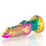 Dildo épico Iris con testículos de placer arcoíris
