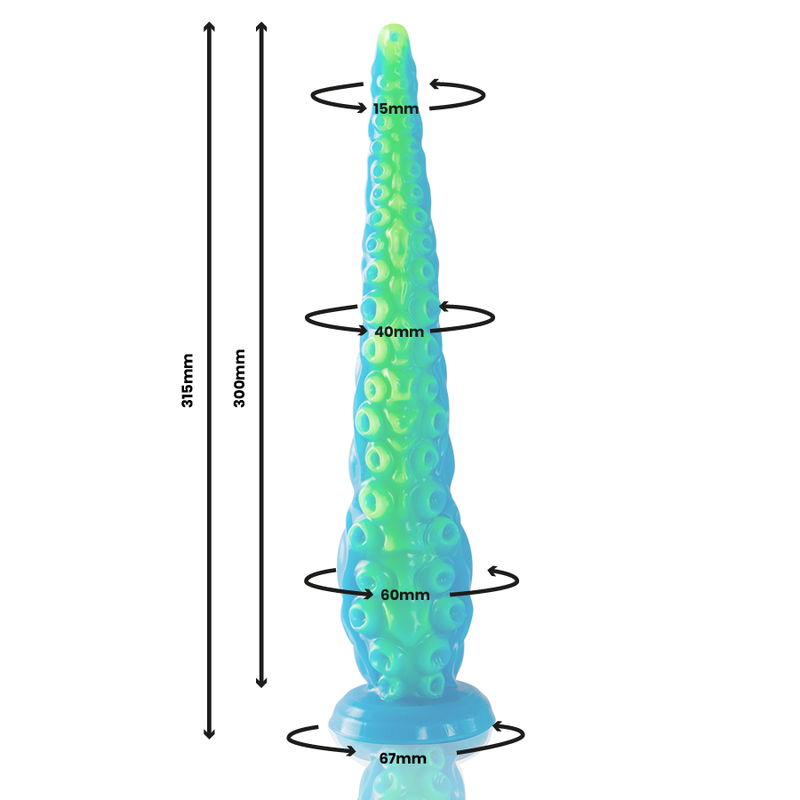 Dildo Fino Fluorescente Épico de Tentáculo de Scylla Talla Grande