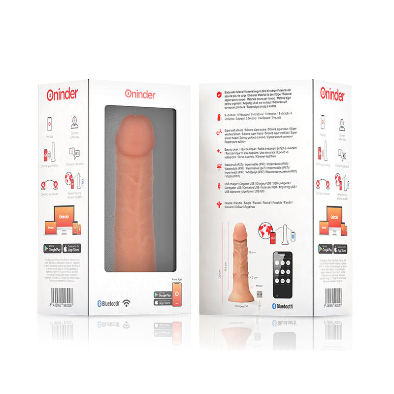 Oninder Dildo Vibrador Bogotá Mediano 9 Velocidades Natural 20 Cm -o- 4.2 Cm - Aplicación Gratuita