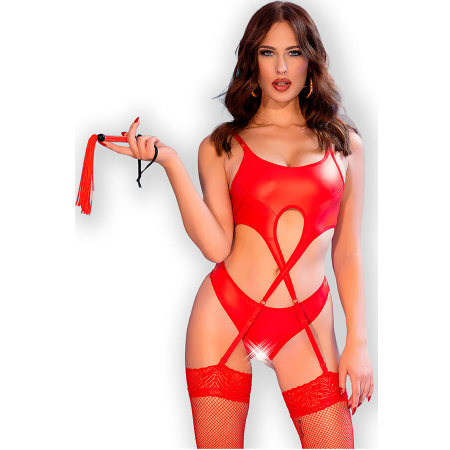Chilirose Cr 4625 Conjunto Quatro Peças Crotchless Vermelho