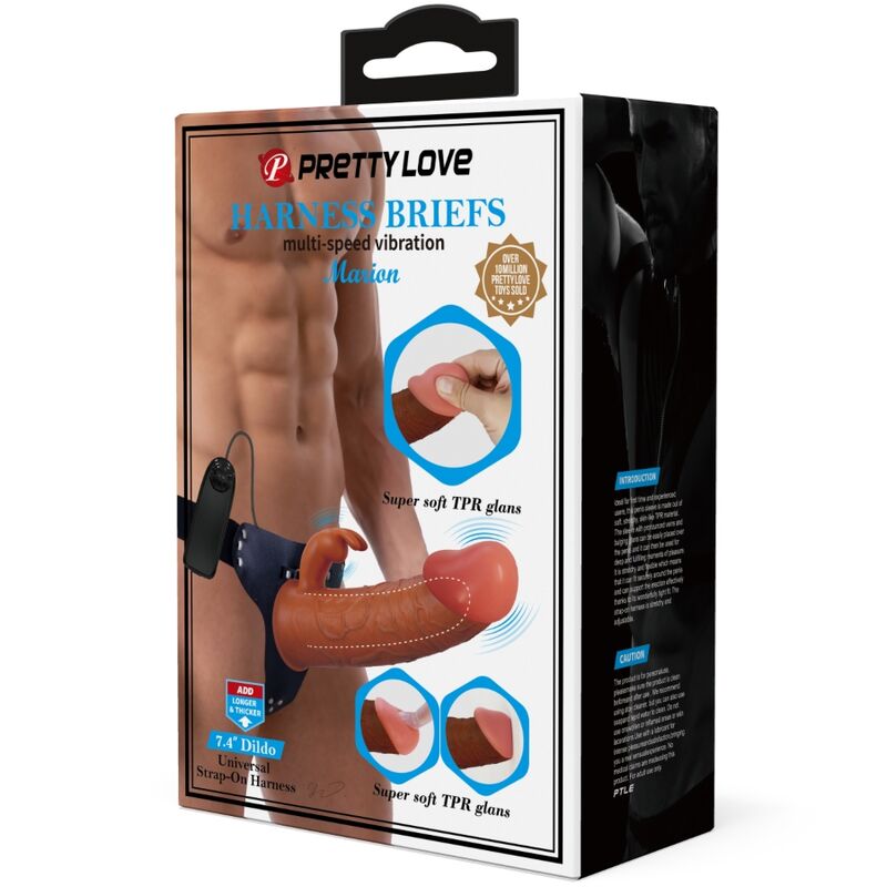 Pretty Love Marion Harness Cuecas Universais Com Dildo Vibratório 19 Cm Marrom