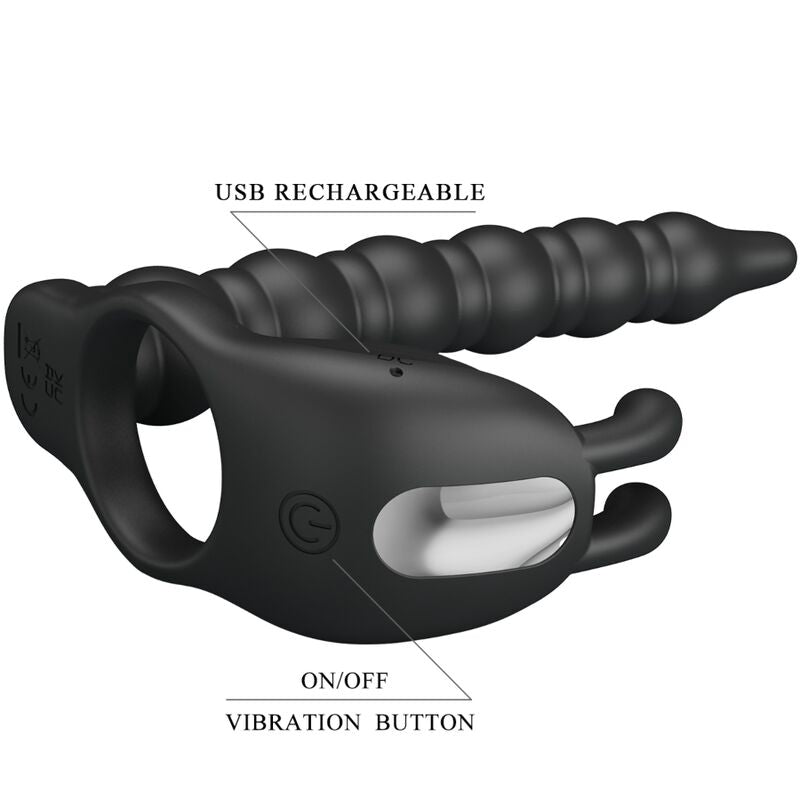 Pretty Love - Blackney Anéis para Pênis com Plug Vibrador