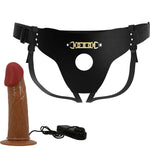 Pretty Love Starks Bragas de arnés Dildo Vibración Multivelocidad 17,5 cm Marrón Claro