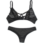 Subblime conjunto de dos piezas de sujetador transparente y tiras S/M