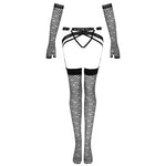 Livco Corsetti Fashion Conjunto Nemalia Liga + Meias + Luvas Pretas