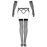 Livco Corsetti Fashion Conjunto Nemalia Liga + Meias + Luvas Pretas