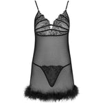 Livco Corsetti Fashion Conjunto Zerunam Babydoll + Tanga Negra