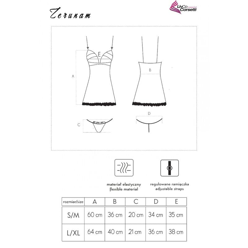 Livco Corsetti Fashion Conjunto Zerunam Babydoll + Tanga Negra