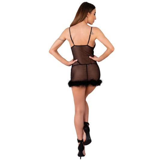 Livco Corsetti Fashion Conjunto Zerunam Babydoll + Tanga Negra