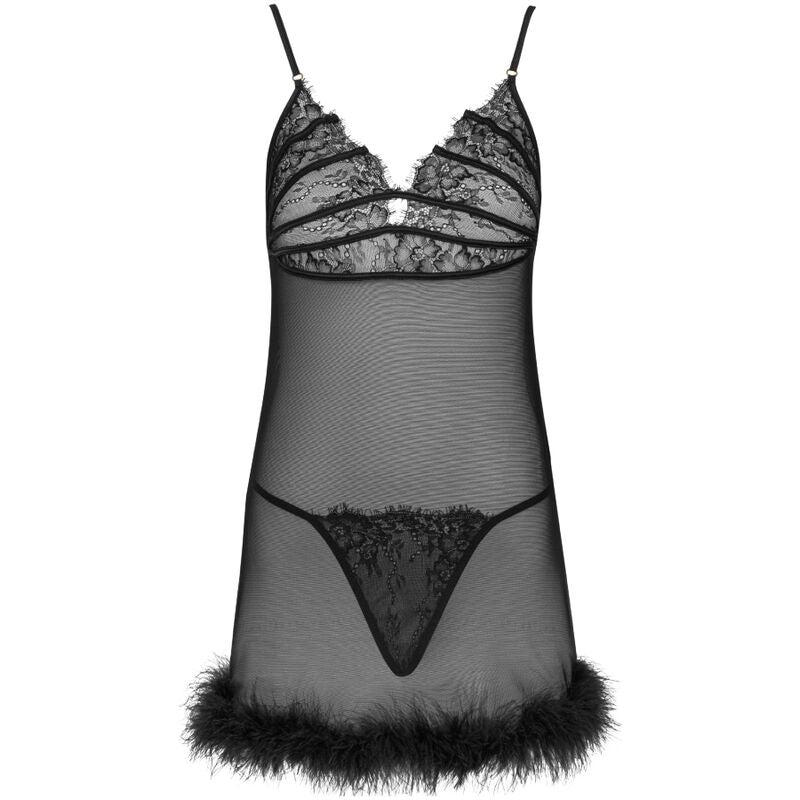 Livco Corsetti Fashion Conjunto Zerunam Babydoll + Tanga Negra