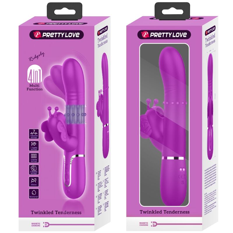 Pretty Love Vibrador Coelho Multifunções 4 Em 1 Borbolete Fúcsia