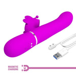 Pretty Love Vibrador Coelho Multifunções 4 Em 1 Borbolete Fúcsia