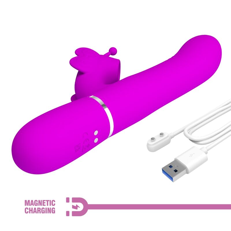 Pretty Love Vibrador Coelho Multifunções 4 Em 1 Borbolete Fúcsia