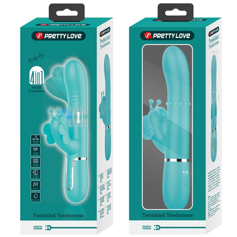 Pretty Love Vibrador Coelho Multifunções 4 Em 1 Butterfly Aqua Verde