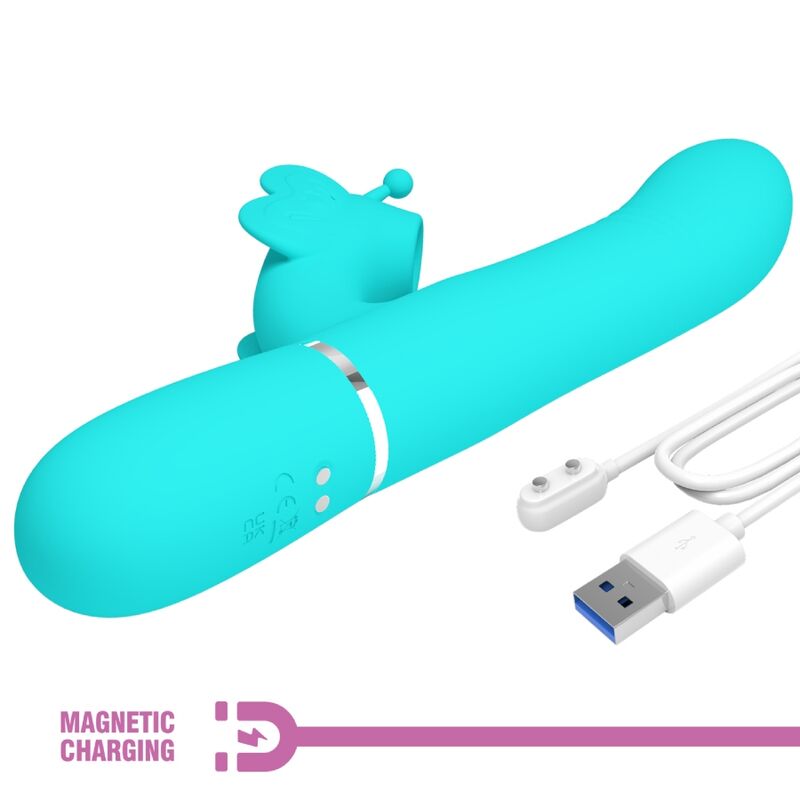 Pretty Love Vibrador Coelho Multifunções 4 Em 1 Butterfly Aqua Verde