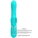 Pretty Love Vibrador Coelho Multifunções 4 Em 1 Butterfly Aqua Verde