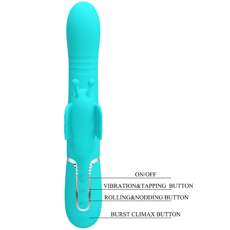 Pretty Love Vibrador Coelho Multifunções 4 Em 1 Butterfly Aqua Verde