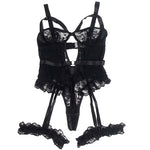 Body Teddy Subblime Con Liga Con Detalle De Encaje y Tiras Negro L/XL