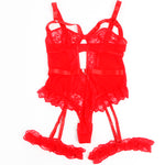 Subblime Teddy Com Liga Com Detalhe Renda e Tiras Vermelha S/m