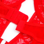 Sublime Teddy con liga con detalle de encaje y tiras rojo L/XL