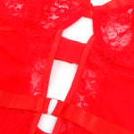 Sublime Teddy con liga con detalle de encaje y tiras rojo L/XL