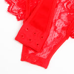 Sublime Teddy con liga con detalle de encaje y tiras rojo L/XL