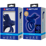 Pretty Love Jamele Anillo Doble Con Estimulador de Vibración y Mariposa Azul