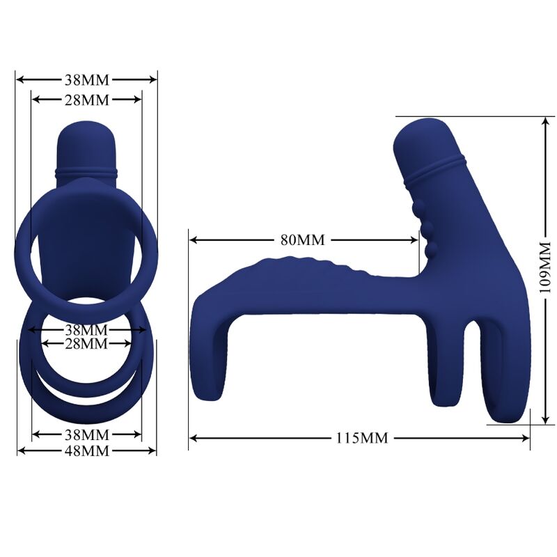 Pretty Love Anillo Vibrador Elish con Extensor Azul