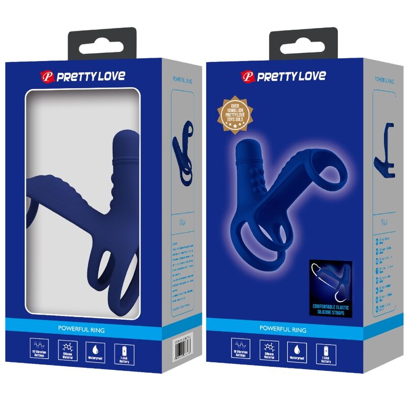 Pretty Love Anillo Vibrador Elish con Extensor Azul