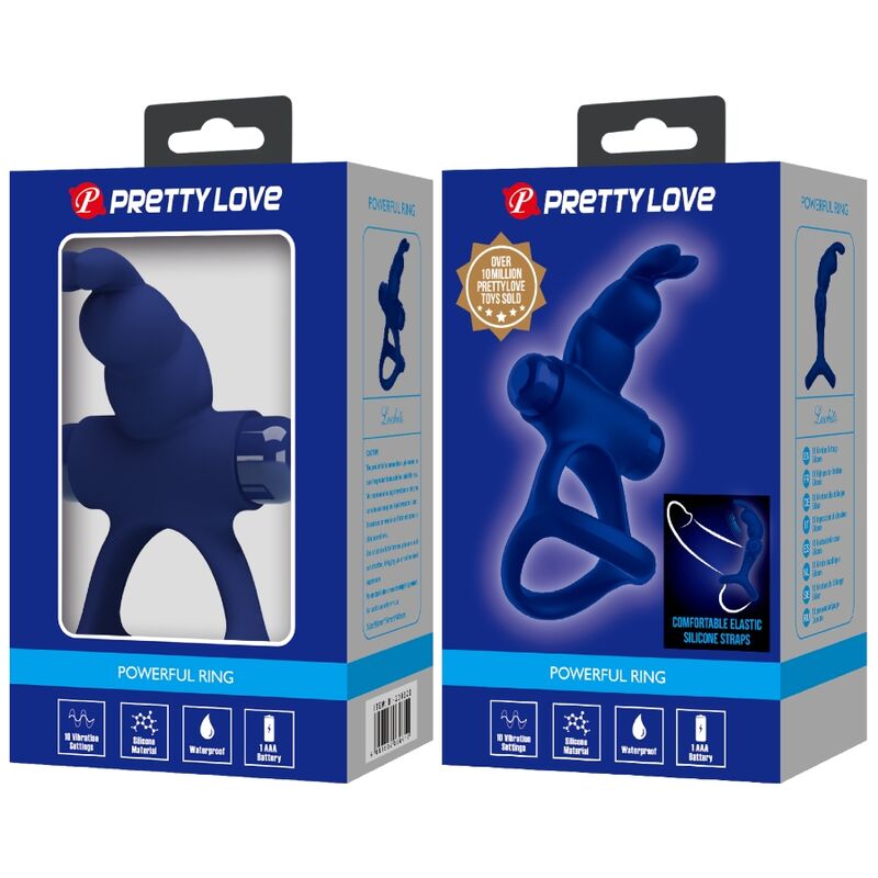 Pretty Love - Luchito Anel Vibrante Duplo Coelho Azul