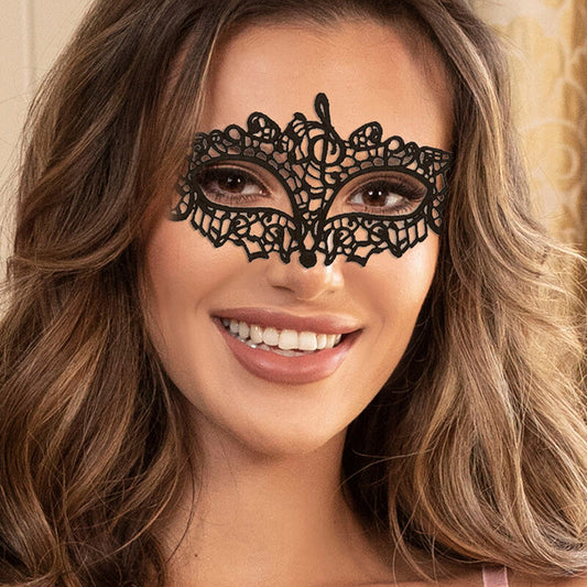 QUEEN LINGERIE - MSCARA DE RENDA PRETA MODELO 2