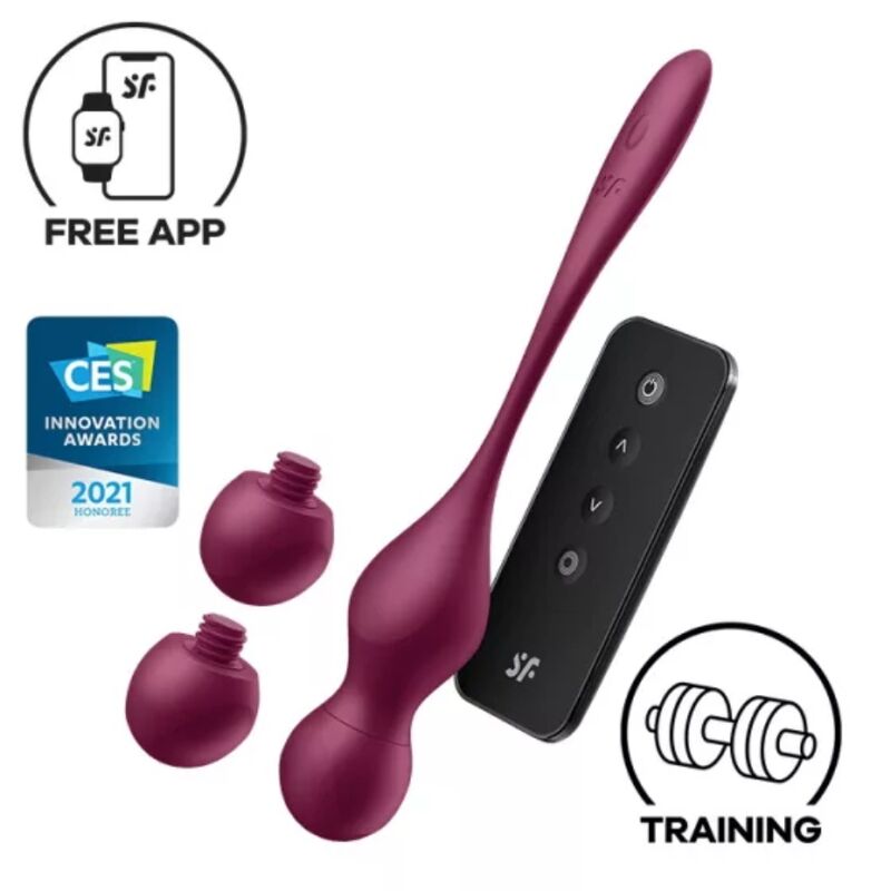 Satisfyer Love Birds Vary Bolas Vibratorias Aplicación Gratuita Vino Tinto
