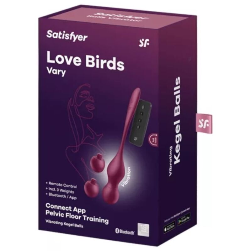 Satisfyer Love Birds Vary Bolas Vibratórias Aplicativo Gratuito Vinho Tinto