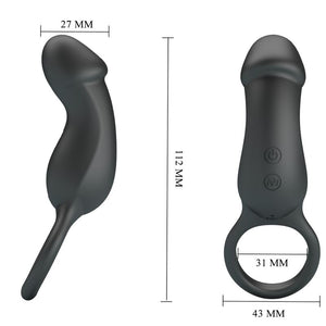 Pretty Love - Trae Anel Vibratório com Estimulador Preto