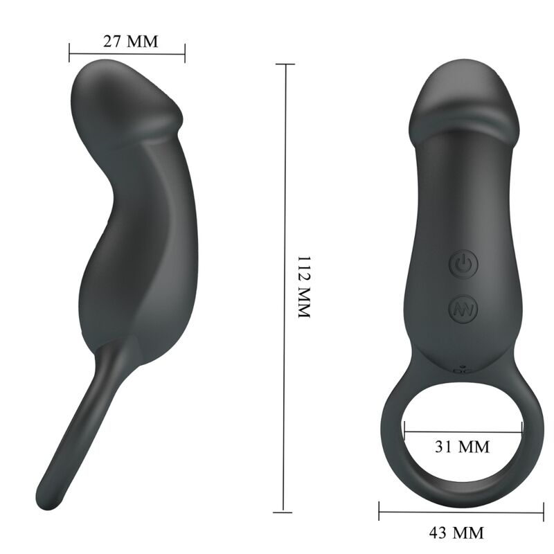 Pretty Love - Trae Anel Vibratório com Estimulador Preto