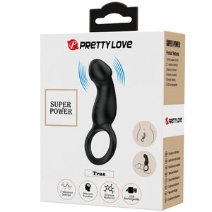 Pretty Love - Trae Anel Vibratório com Estimulador Preto