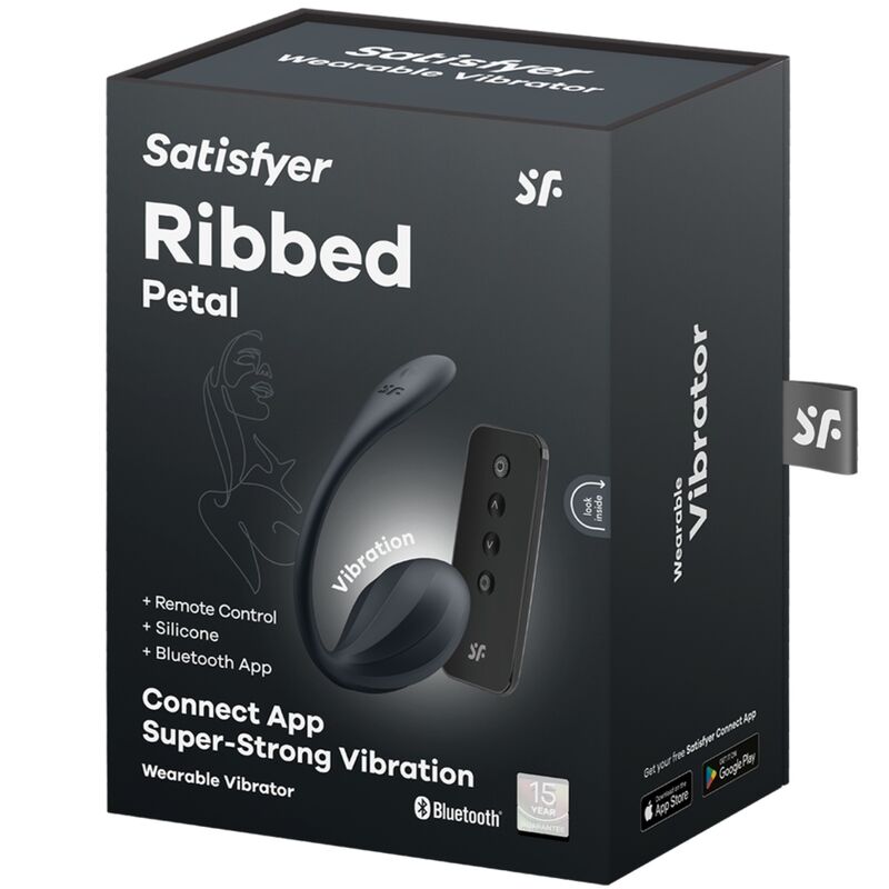 Satisfyer Ribbed Petal Estimulador de Ponto G Controle Remoto Preto Aplicativo Gratuito