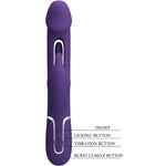 Hermoso Amor Kampas Conejo Vibrador Multifunción 3 En 1 Con Lengua Violeta
