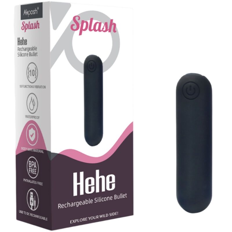 Armony -Splash Hehe Vibrador Bala Silicone 10 Vibrações 65 X 15 cm Preto