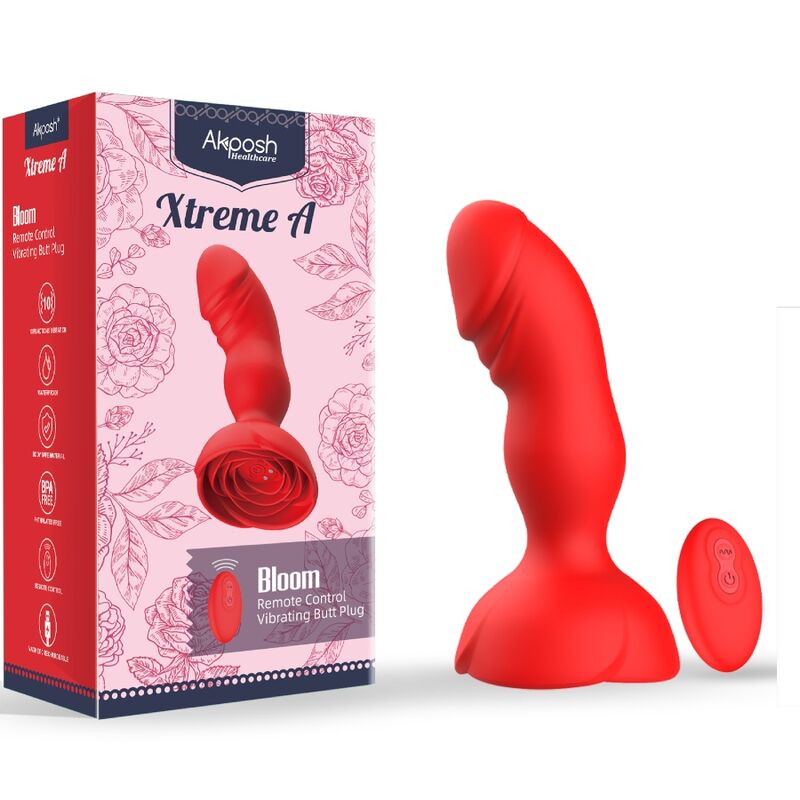Armony - Extreme a Bloom Vibrador Rose e Plug Anal Controle Remoto Vermelho