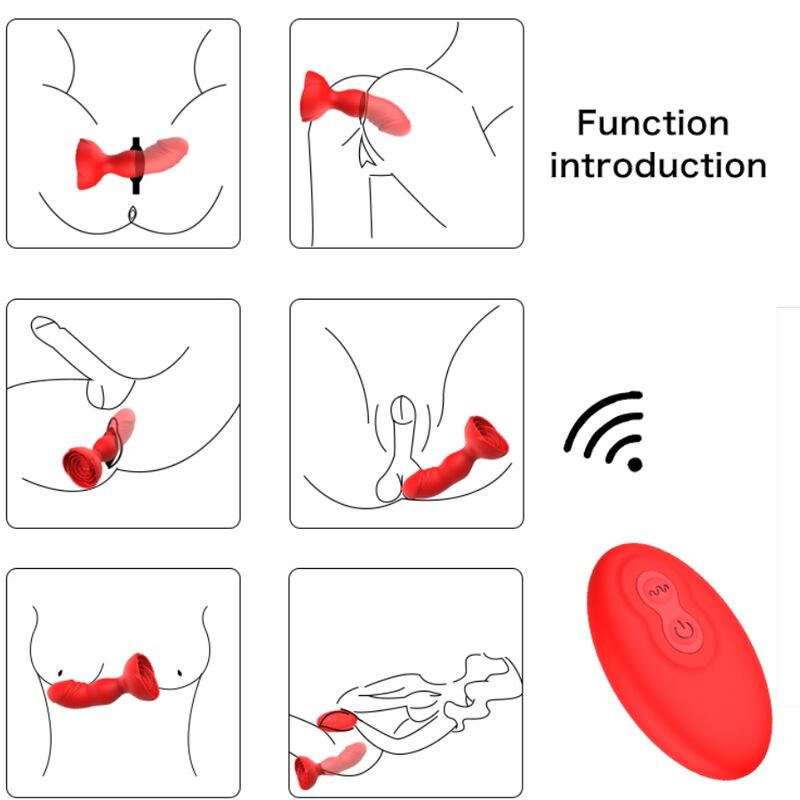 Armony - Extreme a Bloom Vibrador Rose e Plug Anal Controle Remoto Vermelho