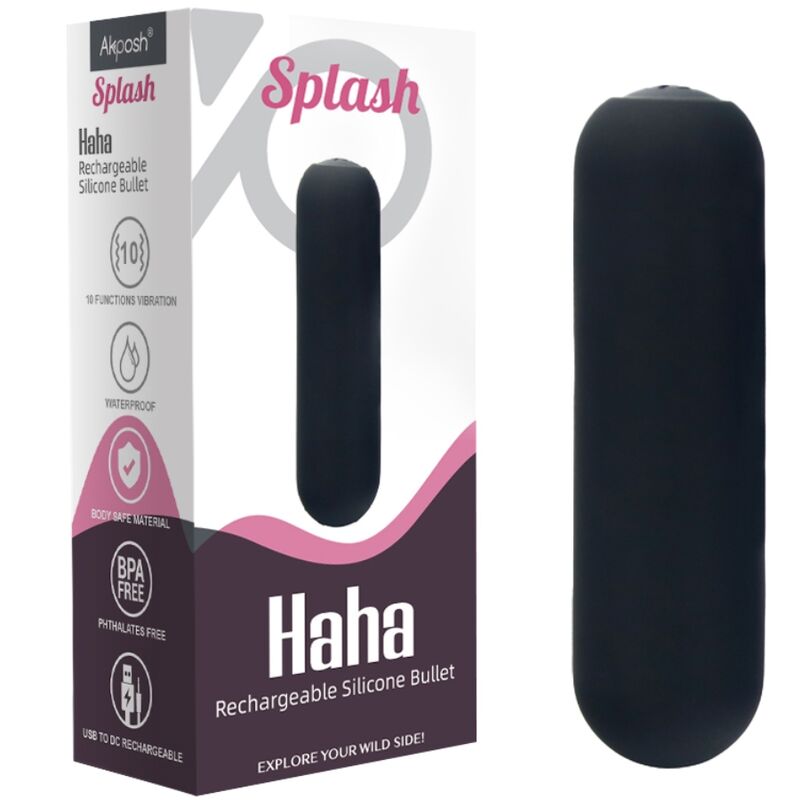 Armony - Splash Haha Vibrador Bala Silicone 10 Vibrações 75 X 19 cm Preto