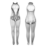 Subblime - 951801 Bodystocking Sem Fundo de Rede e Renda Com Gola Alta Preto Tamanho Único