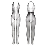Subblime - 951832 Bodystocking com Costas Abertas e Detalhes Cruzados Preto Tamanho Único